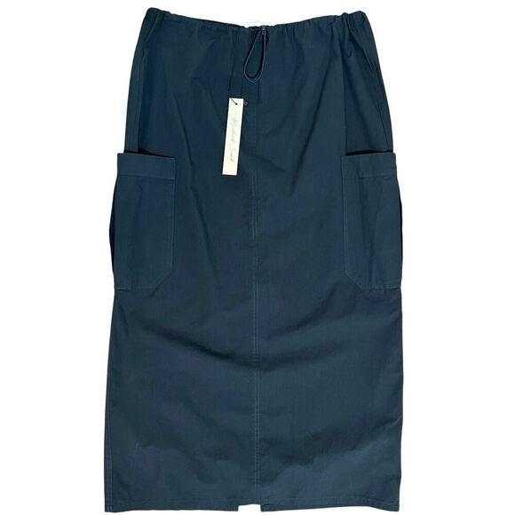 Mustard Seed Midi Maxi Skirt Sz M Blue Adjustable Waist Back Split Pockets NWT - Picture 1 of 5